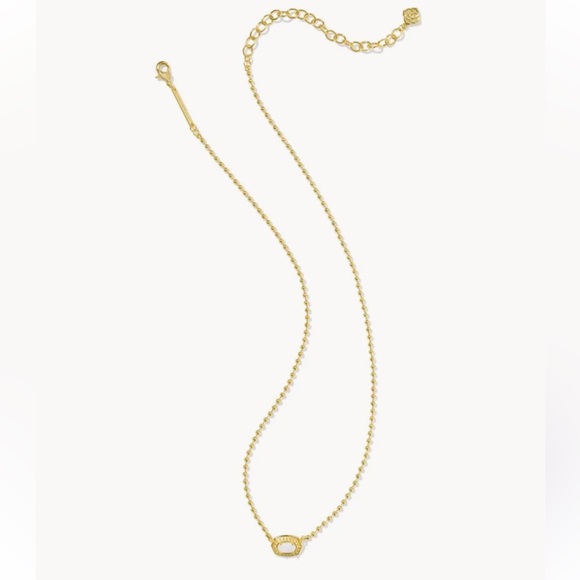 NWT Kendra Scott Emilie Gold Beaded Pendant Necklace in White Mother-of-Pearl - Picture 2 of 5